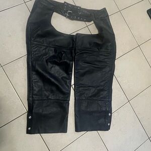 Fmc Black Leather Motorcycle Chaps